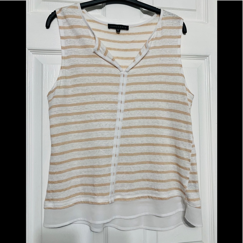 Sanctuary Sleeveless Relaxed Fit Layered Striped Top Size S